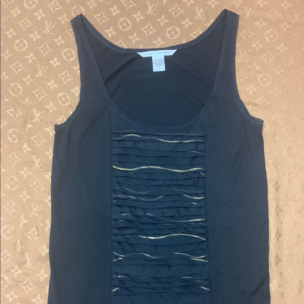 Diane VonFurstenburg Silk Tank with Gold Detail Size Small